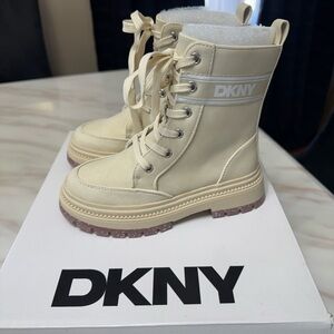 DKNY Beige Lace-Up Ankle Boots